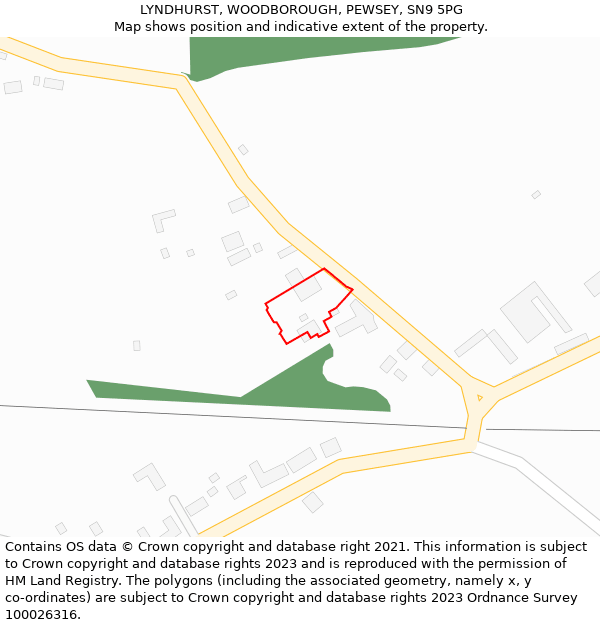 LYNDHURST, WOODBOROUGH, PEWSEY, SN9 5PG: Location map and indicative extent of plot