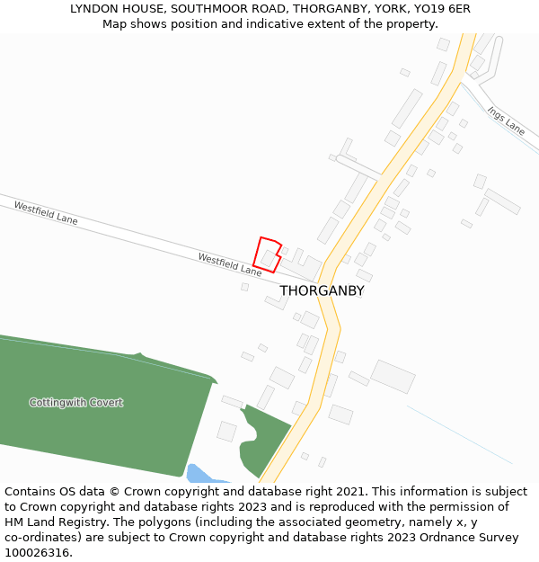 LYNDON HOUSE, SOUTHMOOR ROAD, THORGANBY, YORK, YO19 6ER: Location map and indicative extent of plot