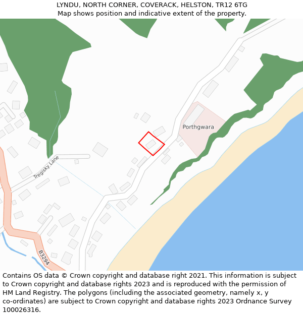 LYNDU, NORTH CORNER, COVERACK, HELSTON, TR12 6TG: Location map and indicative extent of plot