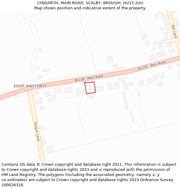 LYNGARTH, MAIN ROAD, SCALBY, BROUGH, HU15 2UU: Location map and indicative extent of plot