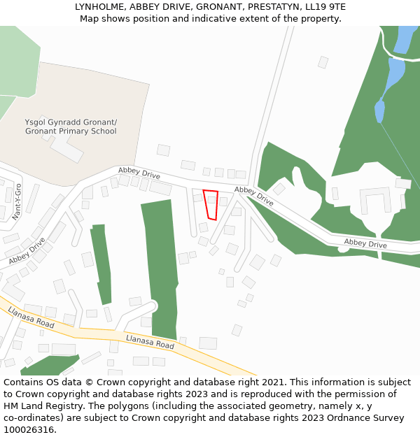 LYNHOLME, ABBEY DRIVE, GRONANT, PRESTATYN, LL19 9TE: Location map and indicative extent of plot