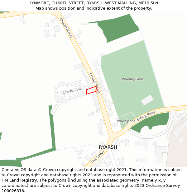 LYNMORE, CHAPEL STREET, RYARSH, WEST MALLING, ME19 5LN: Location map and indicative extent of plot