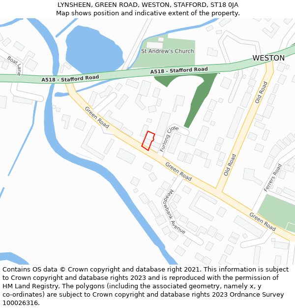 LYNSHEEN, GREEN ROAD, WESTON, STAFFORD, ST18 0JA: Location map and indicative extent of plot