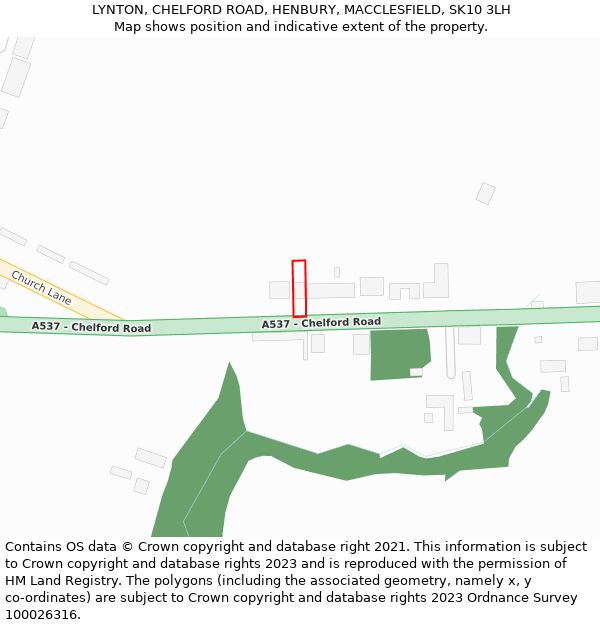 LYNTON, CHELFORD ROAD, HENBURY, MACCLESFIELD, SK10 3LH: Location map and indicative extent of plot