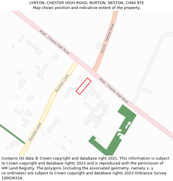 LYNTON, CHESTER HIGH ROAD, BURTON, NESTON, CH64 8TE: Location map and indicative extent of plot