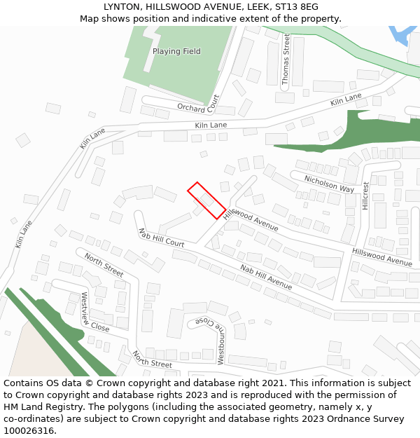 LYNTON, HILLSWOOD AVENUE, LEEK, ST13 8EG: Location map and indicative extent of plot