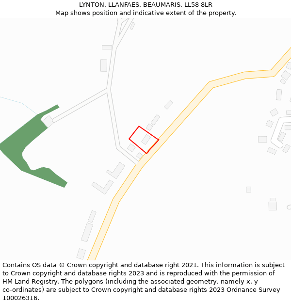 LYNTON, LLANFAES, BEAUMARIS, LL58 8LR: Location map and indicative extent of plot