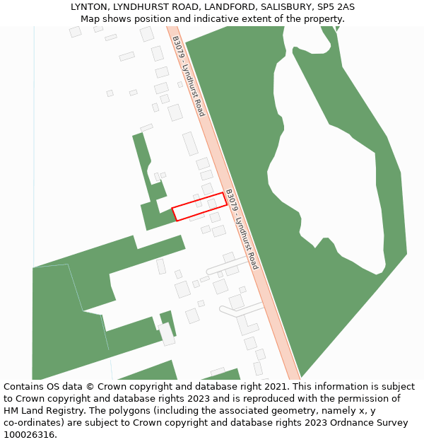 LYNTON, LYNDHURST ROAD, LANDFORD, SALISBURY, SP5 2AS: Location map and indicative extent of plot