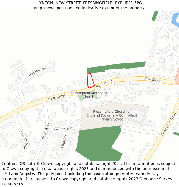 LYNTON, NEW STREET, FRESSINGFIELD, EYE, IP21 5PG: Location map and indicative extent of plot