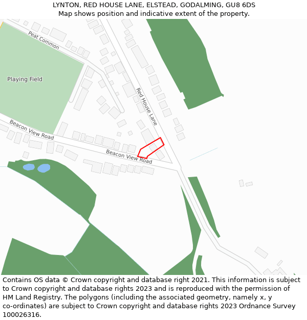 LYNTON, RED HOUSE LANE, ELSTEAD, GODALMING, GU8 6DS: Location map and indicative extent of plot