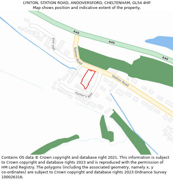 LYNTON, STATION ROAD, ANDOVERSFORD, CHELTENHAM, GL54 4HP: Location map and indicative extent of plot