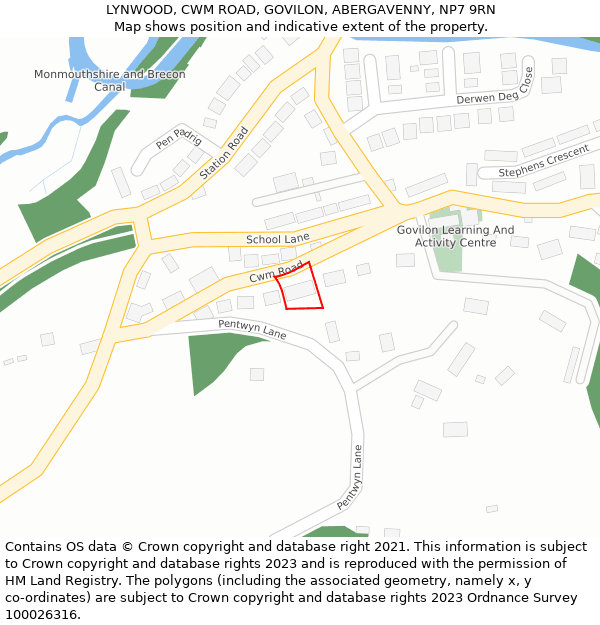 LYNWOOD, CWM ROAD, GOVILON, ABERGAVENNY, NP7 9RN: Location map and indicative extent of plot