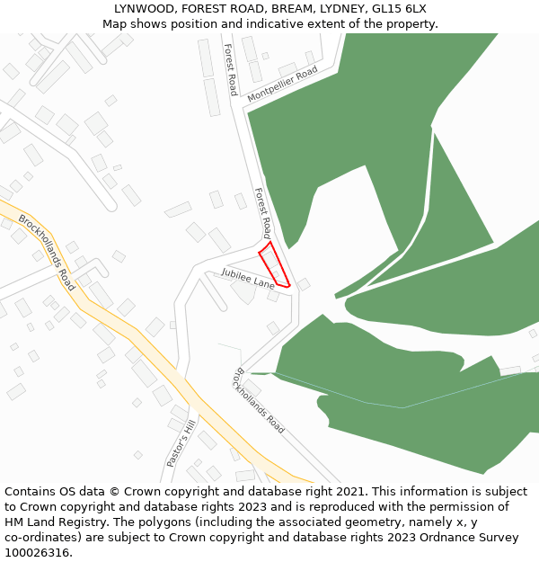 LYNWOOD, FOREST ROAD, BREAM, LYDNEY, GL15 6LX: Location map and indicative extent of plot