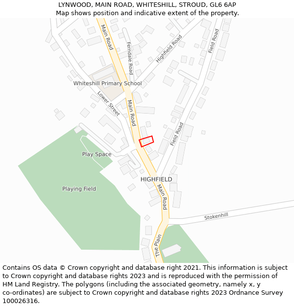 LYNWOOD, MAIN ROAD, WHITESHILL, STROUD, GL6 6AP: Location map and indicative extent of plot