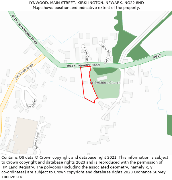 LYNWOOD, MAIN STREET, KIRKLINGTON, NEWARK, NG22 8ND: Location map and indicative extent of plot