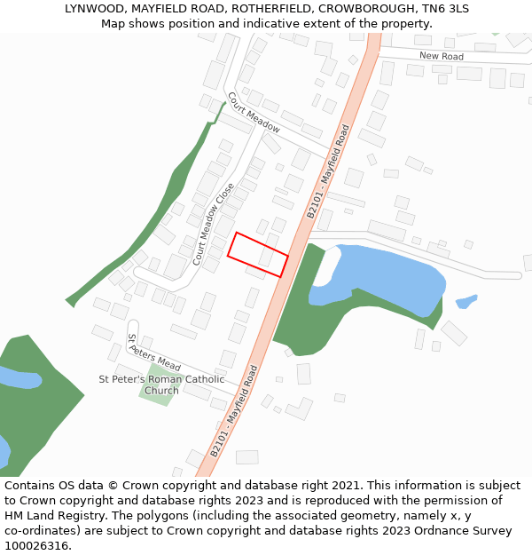 LYNWOOD, MAYFIELD ROAD, ROTHERFIELD, CROWBOROUGH, TN6 3LS: Location map and indicative extent of plot