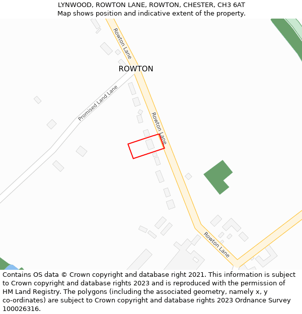 LYNWOOD, ROWTON LANE, ROWTON, CHESTER, CH3 6AT: Location map and indicative extent of plot