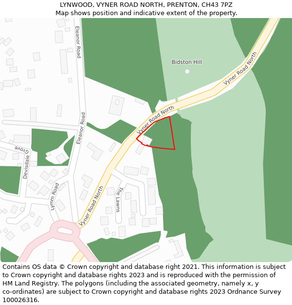 LYNWOOD, VYNER ROAD NORTH, PRENTON, CH43 7PZ: Location map and indicative extent of plot