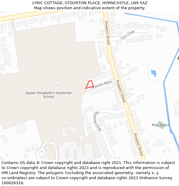 LYRIC COTTAGE, STOURTON PLACE, HORNCASTLE, LN9 5AZ: Location map and indicative extent of plot