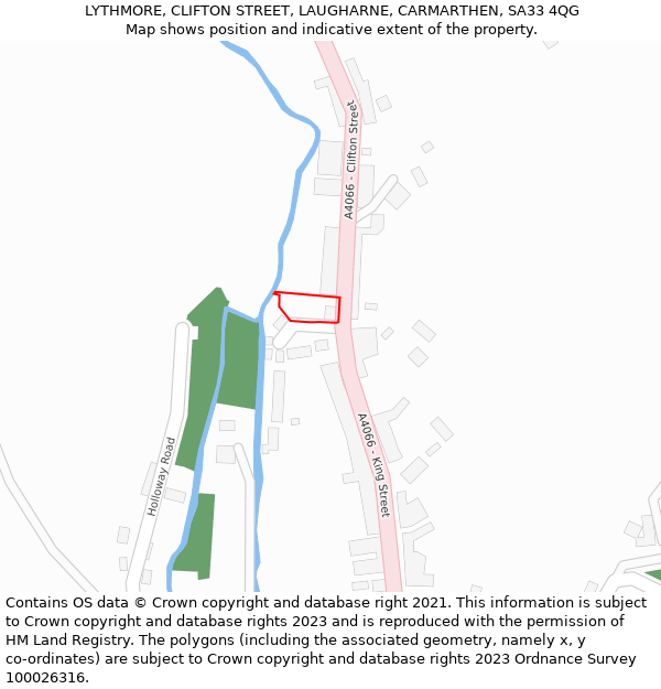 LYTHMORE, CLIFTON STREET, LAUGHARNE, CARMARTHEN, SA33 4QG: Location map and indicative extent of plot