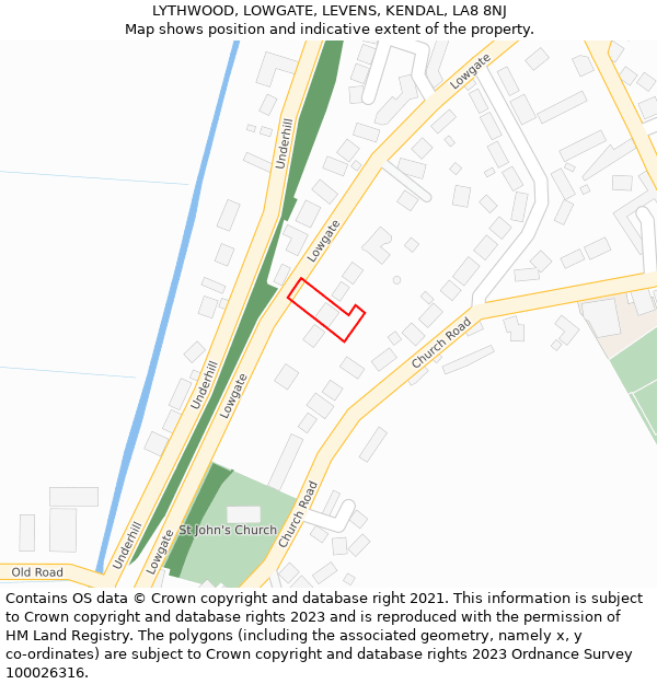 LYTHWOOD, LOWGATE, LEVENS, KENDAL, LA8 8NJ: Location map and indicative extent of plot