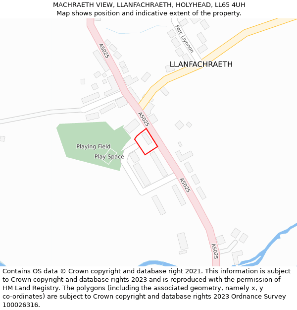 MACHRAETH VIEW, LLANFACHRAETH, HOLYHEAD, LL65 4UH: Location map and indicative extent of plot