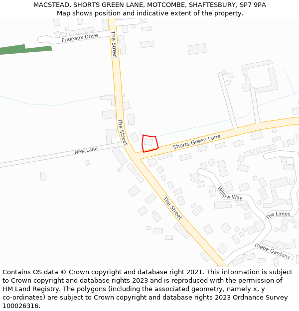 MACSTEAD, SHORTS GREEN LANE, MOTCOMBE, SHAFTESBURY, SP7 9PA: Location map and indicative extent of plot
