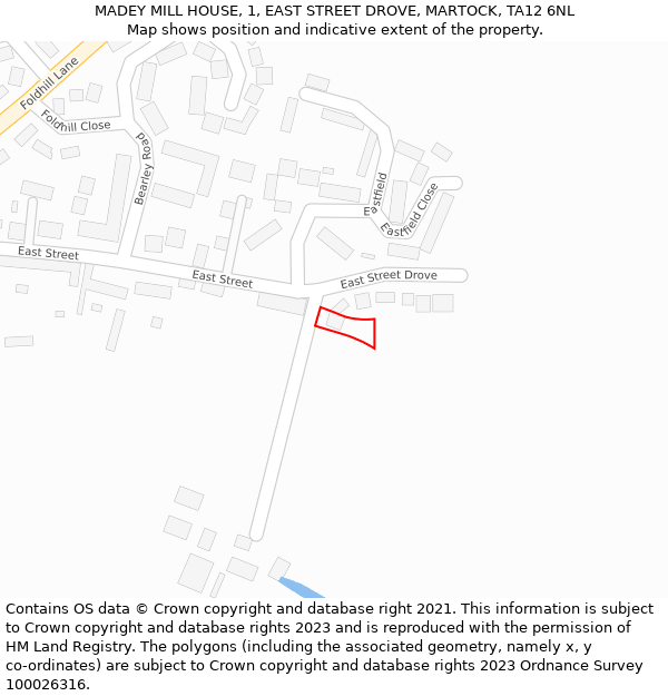 MADEY MILL HOUSE, 1, EAST STREET DROVE, MARTOCK, TA12 6NL: Location map and indicative extent of plot