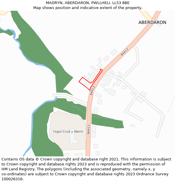 MADRYN, ABERDARON, PWLLHELI, LL53 8BE: Location map and indicative extent of plot