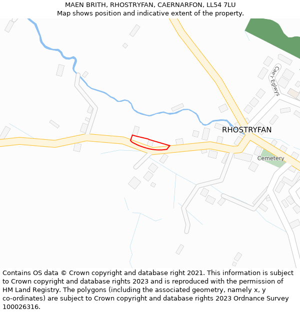 MAEN BRITH, RHOSTRYFAN, CAERNARFON, LL54 7LU: Location map and indicative extent of plot