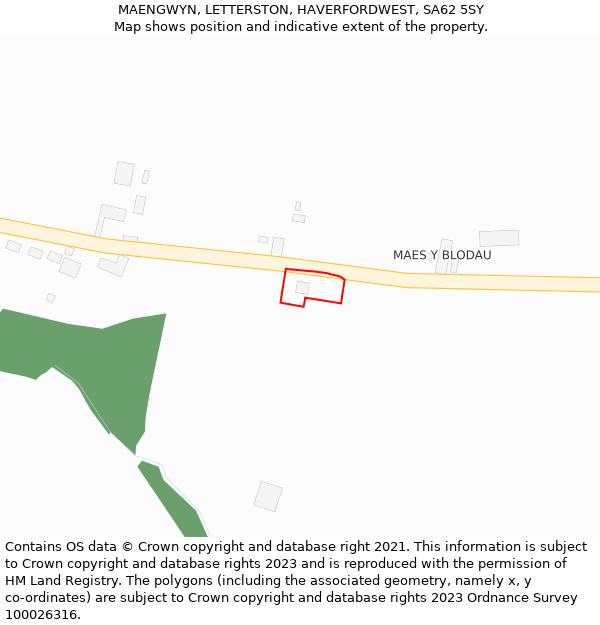 MAENGWYN, LETTERSTON, HAVERFORDWEST, SA62 5SY: Location map and indicative extent of plot