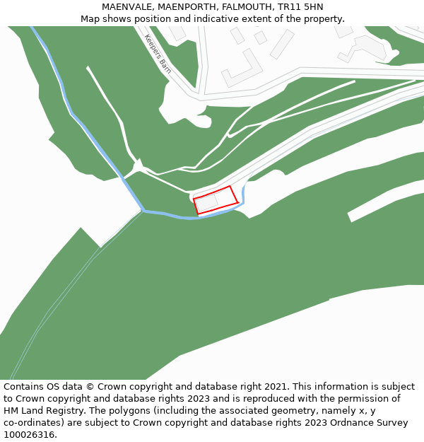 MAENVALE, MAENPORTH, FALMOUTH, TR11 5HN: Location map and indicative extent of plot