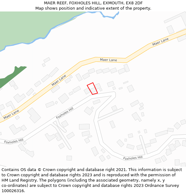 MAER REEF, FOXHOLES HILL, EXMOUTH, EX8 2DF: Location map and indicative extent of plot