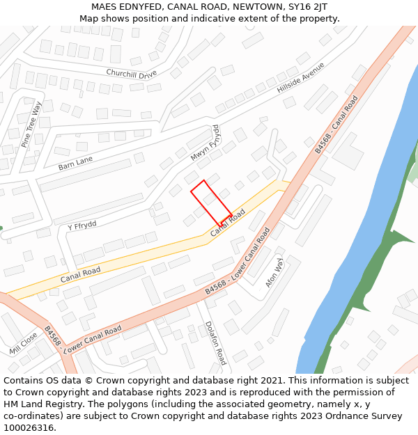 MAES EDNYFED, CANAL ROAD, NEWTOWN, SY16 2JT: Location map and indicative extent of plot