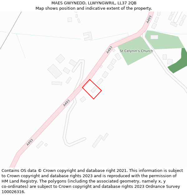 MAES GWYNEDD, LLWYNGWRIL, LL37 2QB: Location map and indicative extent of plot