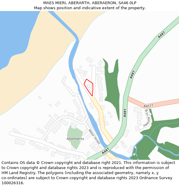 MAES MIERI, ABERARTH, ABERAERON, SA46 0LP: Location map and indicative extent of plot