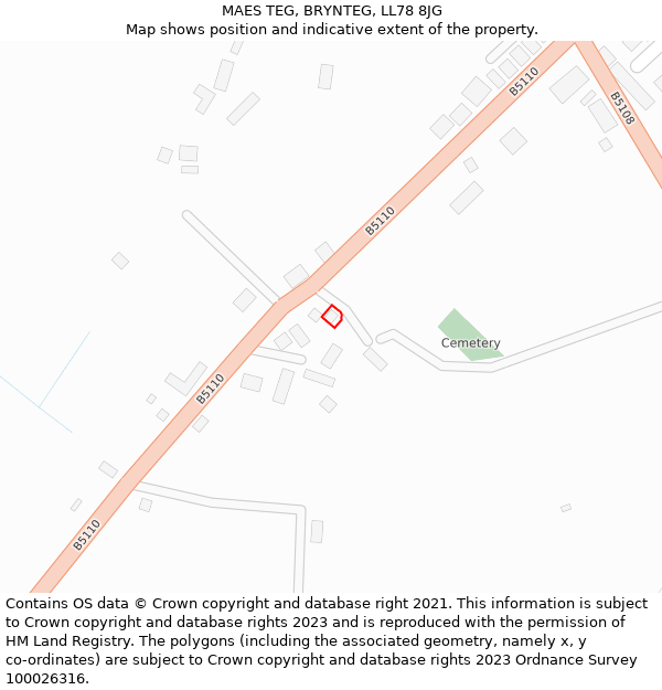 MAES TEG, BRYNTEG, LL78 8JG: Location map and indicative extent of plot