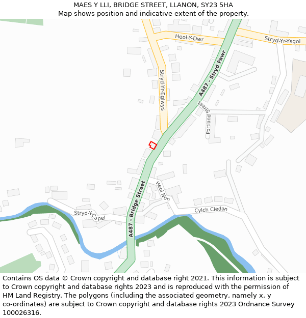 MAES Y LLI, BRIDGE STREET, LLANON, SY23 5HA: Location map and indicative extent of plot