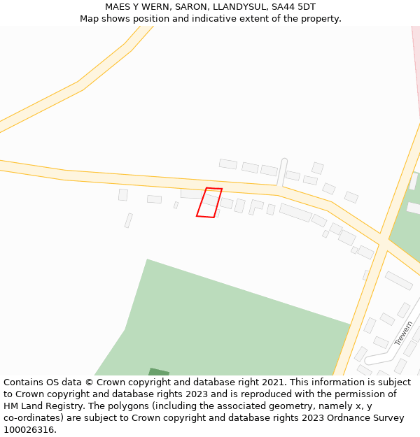 MAES Y WERN, SARON, LLANDYSUL, SA44 5DT: Location map and indicative extent of plot