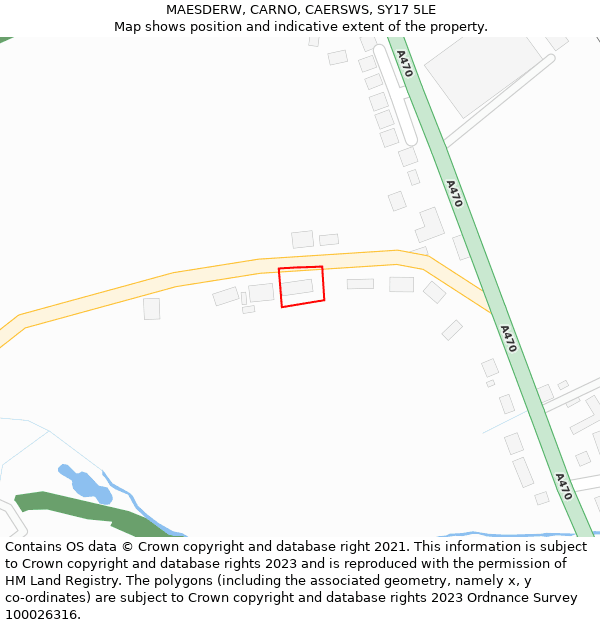 MAESDERW, CARNO, CAERSWS, SY17 5LE: Location map and indicative extent of plot