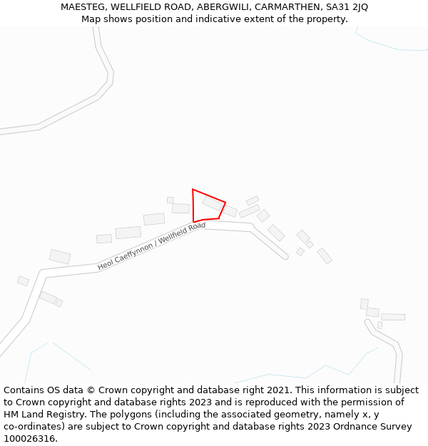 MAESTEG, WELLFIELD ROAD, ABERGWILI, CARMARTHEN, SA31 2JQ: Location map and indicative extent of plot