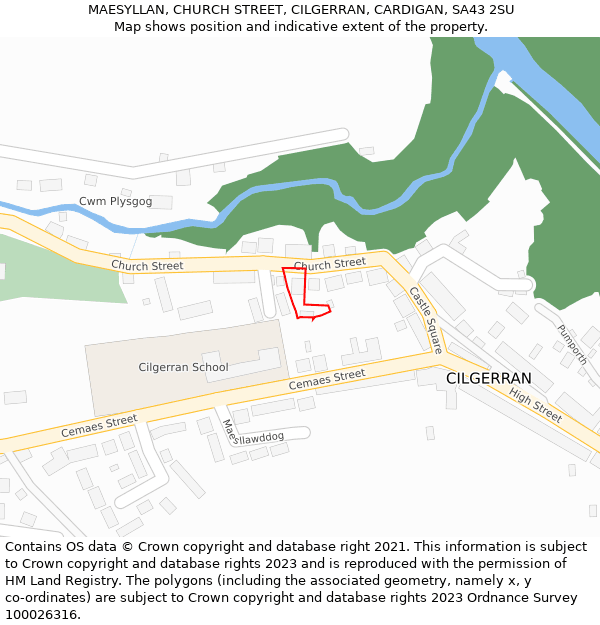 MAESYLLAN, CHURCH STREET, CILGERRAN, CARDIGAN, SA43 2SU: Location map and indicative extent of plot