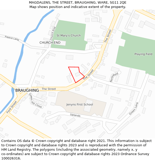 MAGDALENS, THE STREET, BRAUGHING, WARE, SG11 2QE: Location map and indicative extent of plot