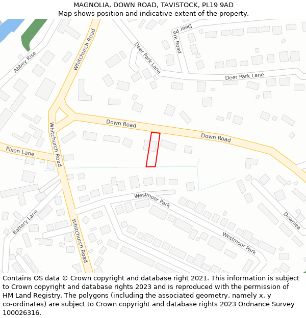MAGNOLIA, DOWN ROAD, TAVISTOCK, PL19 9AD: Location map and indicative extent of plot