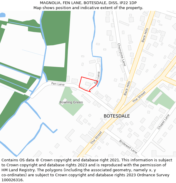 MAGNOLIA, FEN LANE, BOTESDALE, DISS, IP22 1DP: Location map and indicative extent of plot