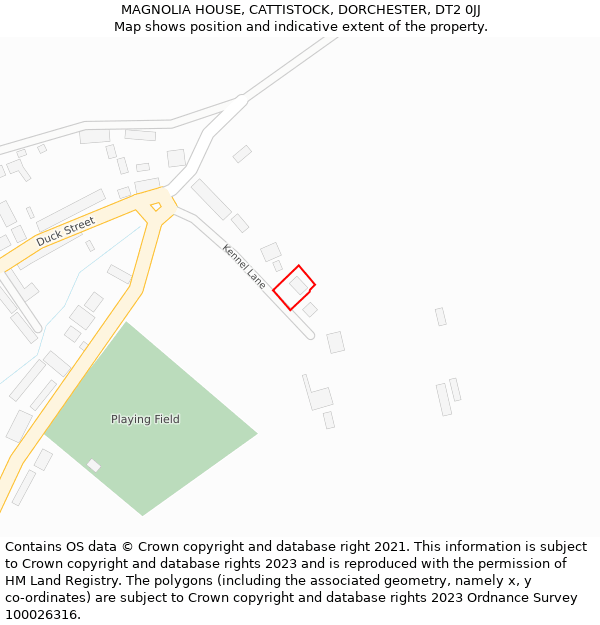 MAGNOLIA HOUSE, CATTISTOCK, DORCHESTER, DT2 0JJ: Location map and indicative extent of plot