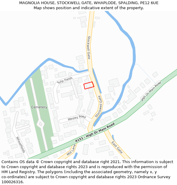 MAGNOLIA HOUSE, STOCKWELL GATE, WHAPLODE, SPALDING, PE12 6UE: Location map and indicative extent of plot