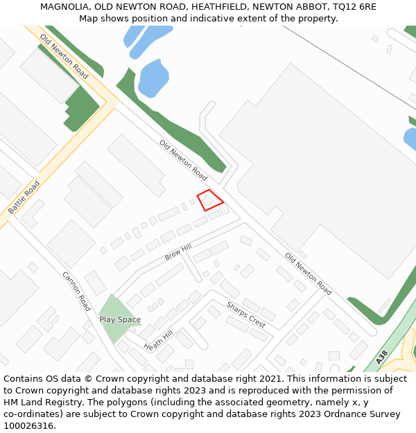 MAGNOLIA, OLD NEWTON ROAD, HEATHFIELD, NEWTON ABBOT, TQ12 6RE: Location map and indicative extent of plot