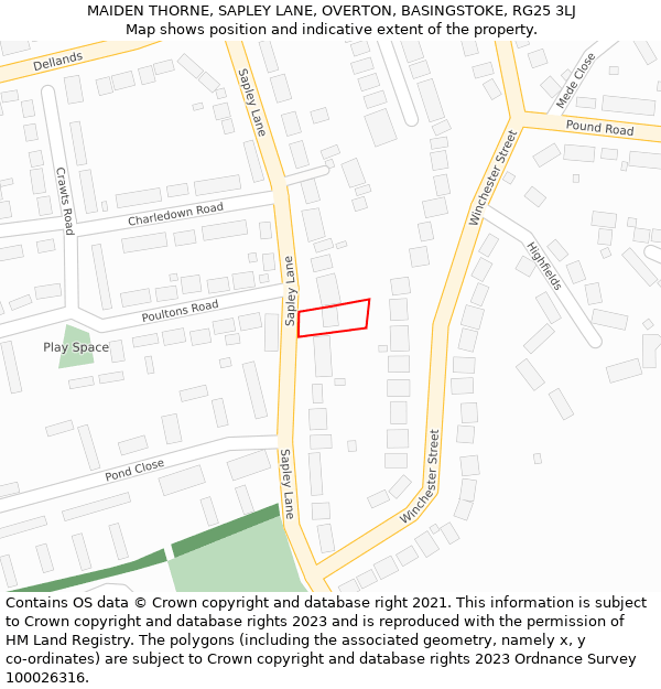 MAIDEN THORNE, SAPLEY LANE, OVERTON, BASINGSTOKE, RG25 3LJ: Location map and indicative extent of plot