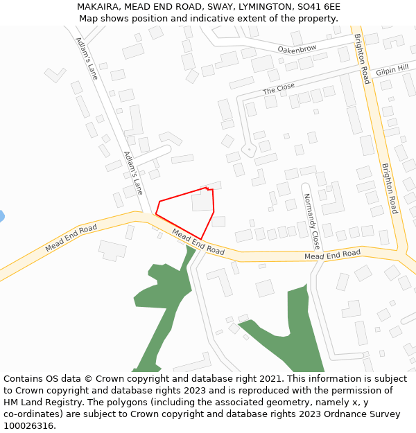 MAKAIRA, MEAD END ROAD, SWAY, LYMINGTON, SO41 6EE: Location map and indicative extent of plot